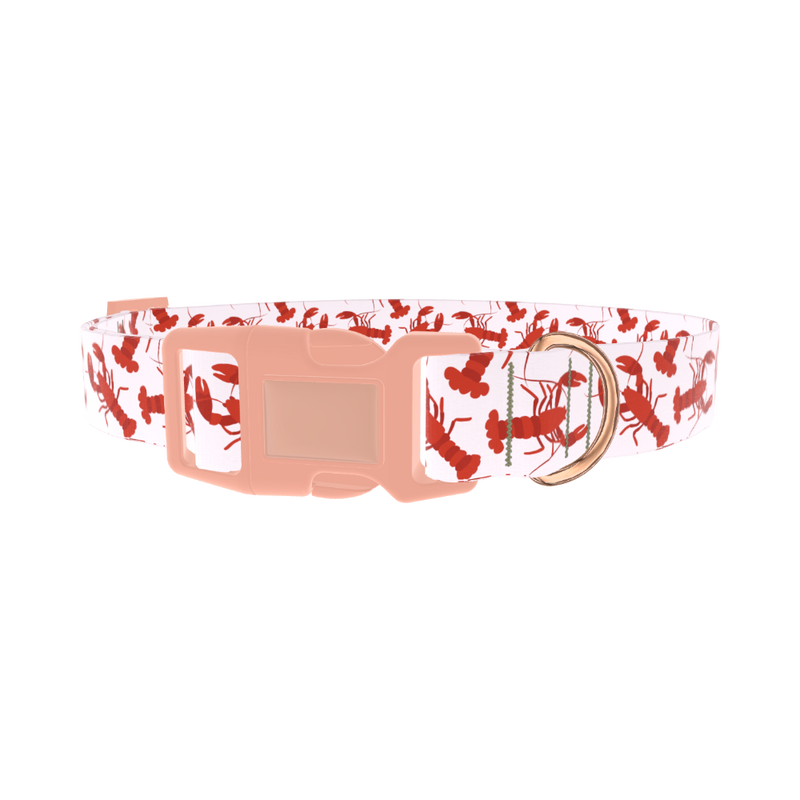 Lobster Pattern Dog Collar - plastic rose gold