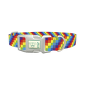 Rainbow Checkered Dog Collar - plastic silver
