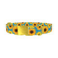 Sunflower Floral Dog Collar - metal gold