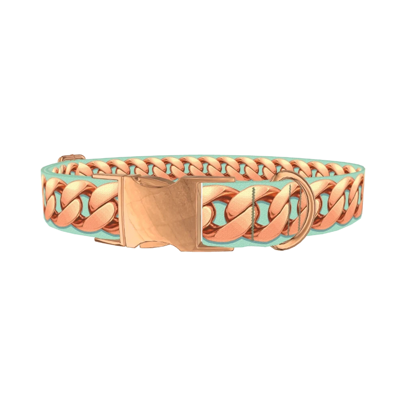 Rose Gold Chain Dog Collar - metal rose gold