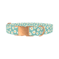 Teal Polka Dot Daisy Dog Collar - metal rose gold