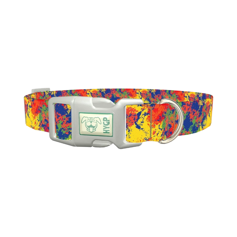 Colorful Paint Splatter Dog Collar - plastic silver