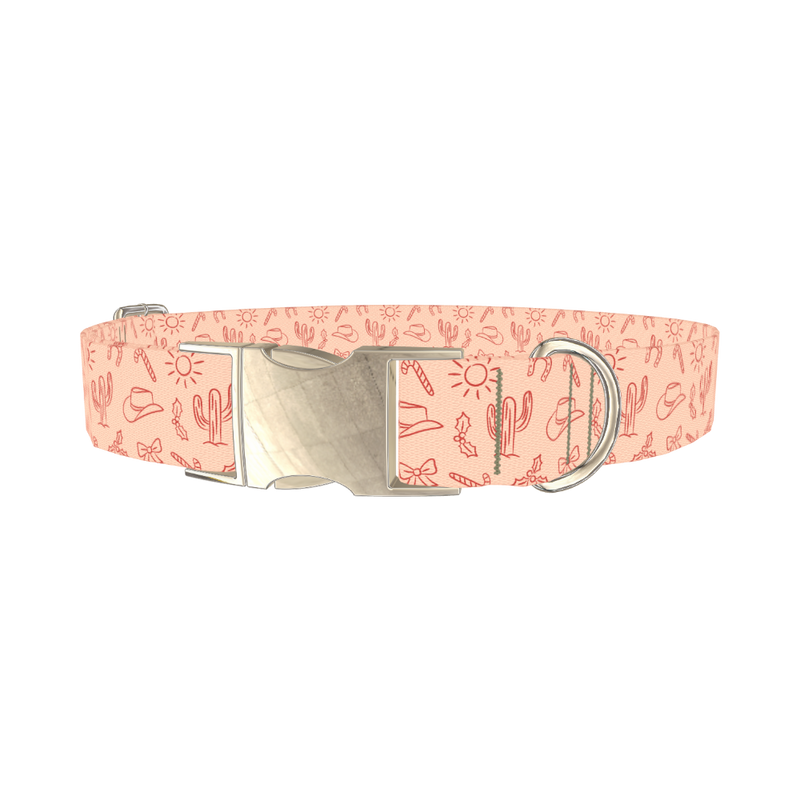 Holiday Western Cactus Dog Collar - metal silver