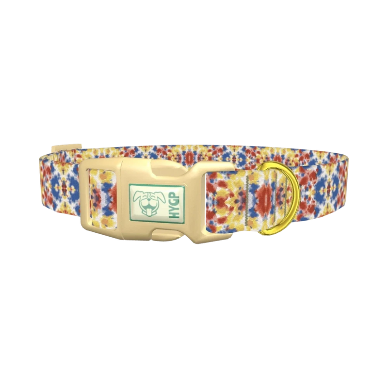 Multicolor Tie Dye Dog Collar - plastic gold