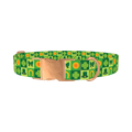 Shamrock Patchwork Dog Collar - metal rose gold