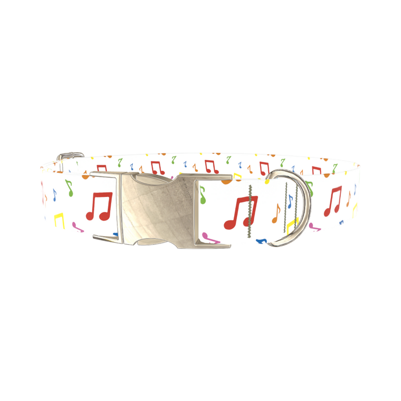 Music Note Dog Collar - metal silver