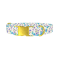 Blue Purple Floral Dog Collar - metal gold