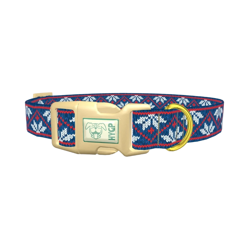 Christmas Knitted Stars Dog Collar - plastic gold