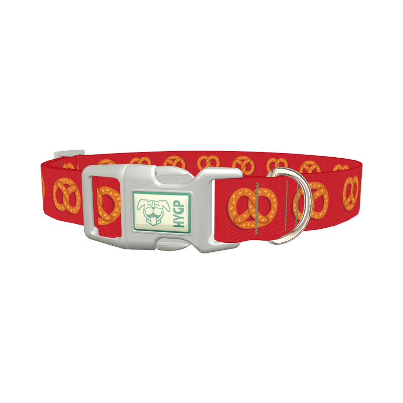 Red Pretzel Dog Collar - plastic silver