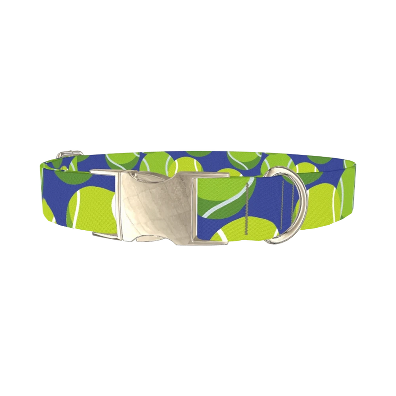Tennis Ball Dog Collar - metal silver