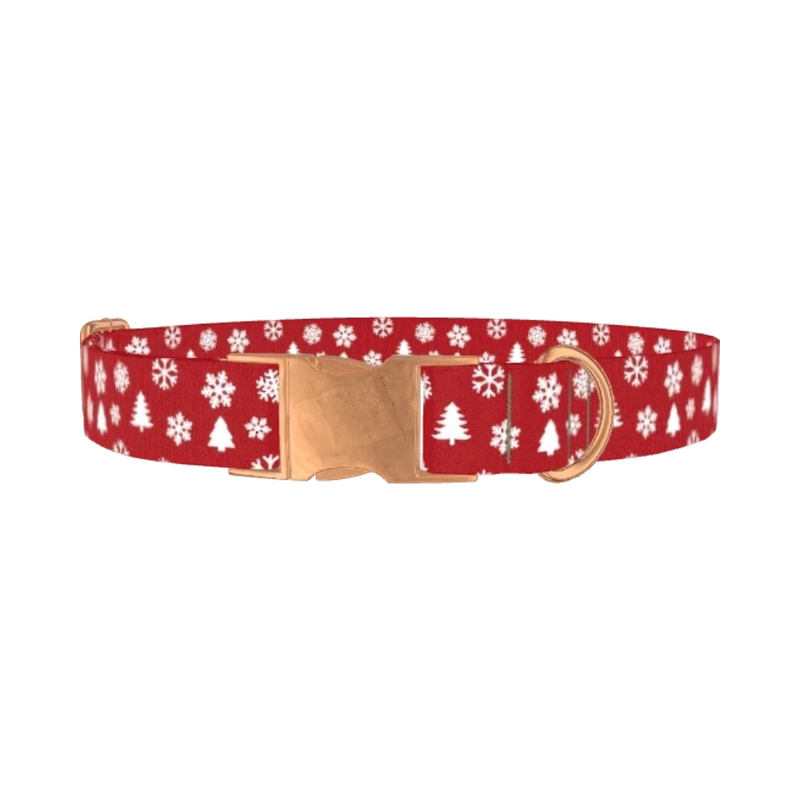 Christmas Snowflake Dog Collar - metal rose gold