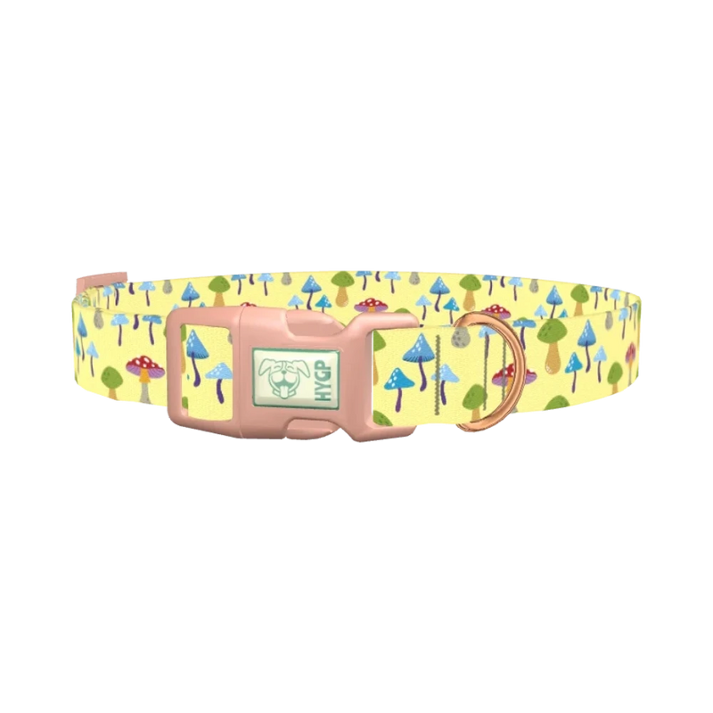 Colorful Mushroom Forest Dog Collar - plastic rose gold