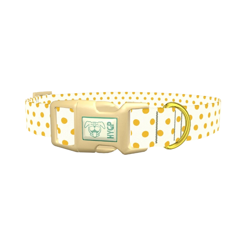 Yellow Polka Dot Dog Collar - plastic gold