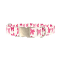 Pink Bow Dog Collar - metal silver
