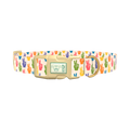Peace Sign Pattern Dog Collar - plastic silver