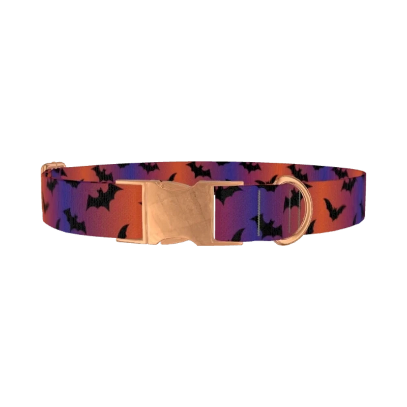 Halloween Bat Dog Collar - metal rose gold