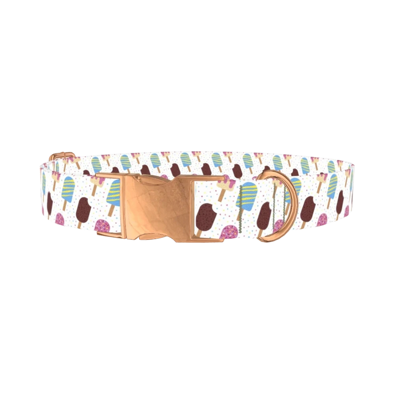 Ice Cream Treats Dog Collar - metal rose gold