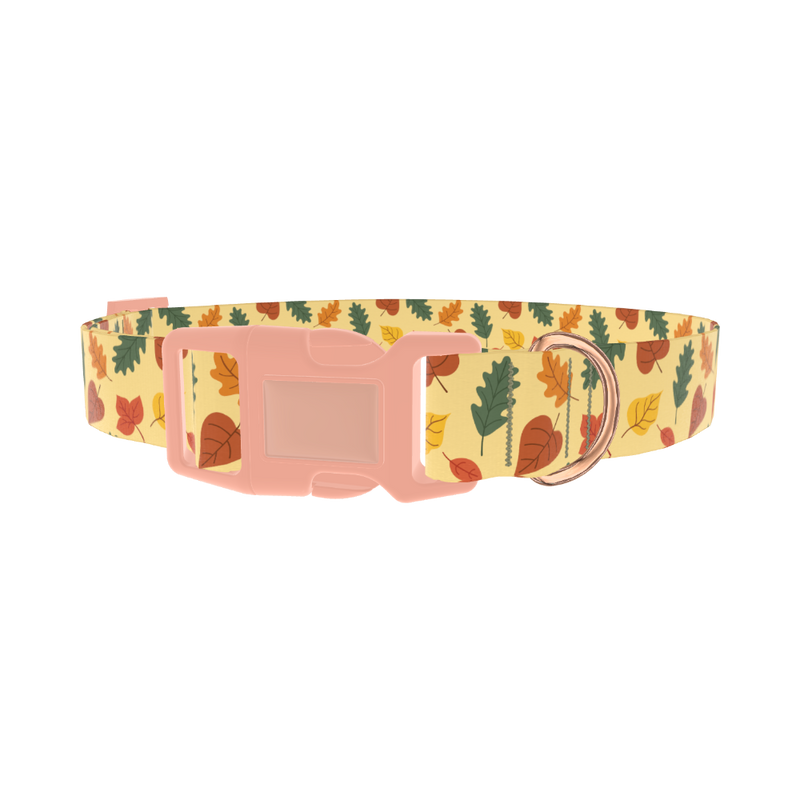 Colorful Autumn Leaf Dog Collar - plastic rose gold