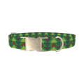 Green Pyramid Pattern Dog Collar - metal silver