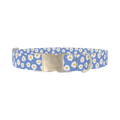 Blue Polka Dot Daisy Dog Collar - metal silver