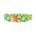Blue Lemon Pattern Dog Collar - metal rose gold