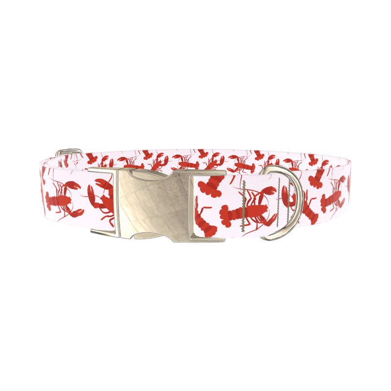 Lobster Pattern Dog Collar - metal silver