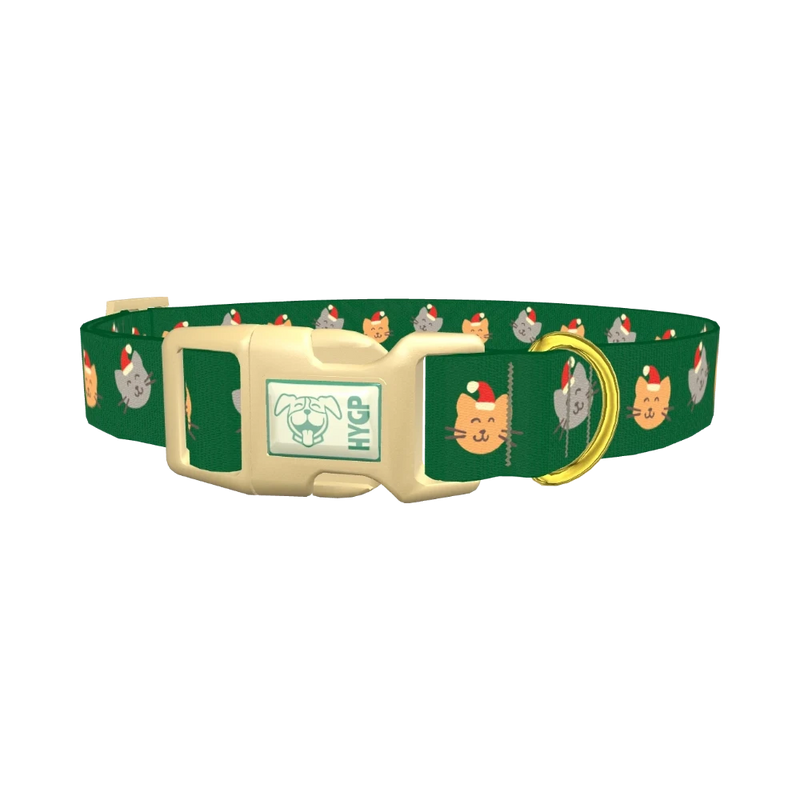 Santa Cat Face Dog Collar - plastic gold