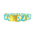 Yellow Bunny Pattern Dog Collar - metal gold