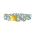 Floral Pink Camomile Dog Collar - metal gold