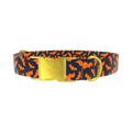 Orange Halloween Bat Pattern Dog Collar - metal rose gold