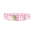 Pink Clover Dog Collar - metal silver