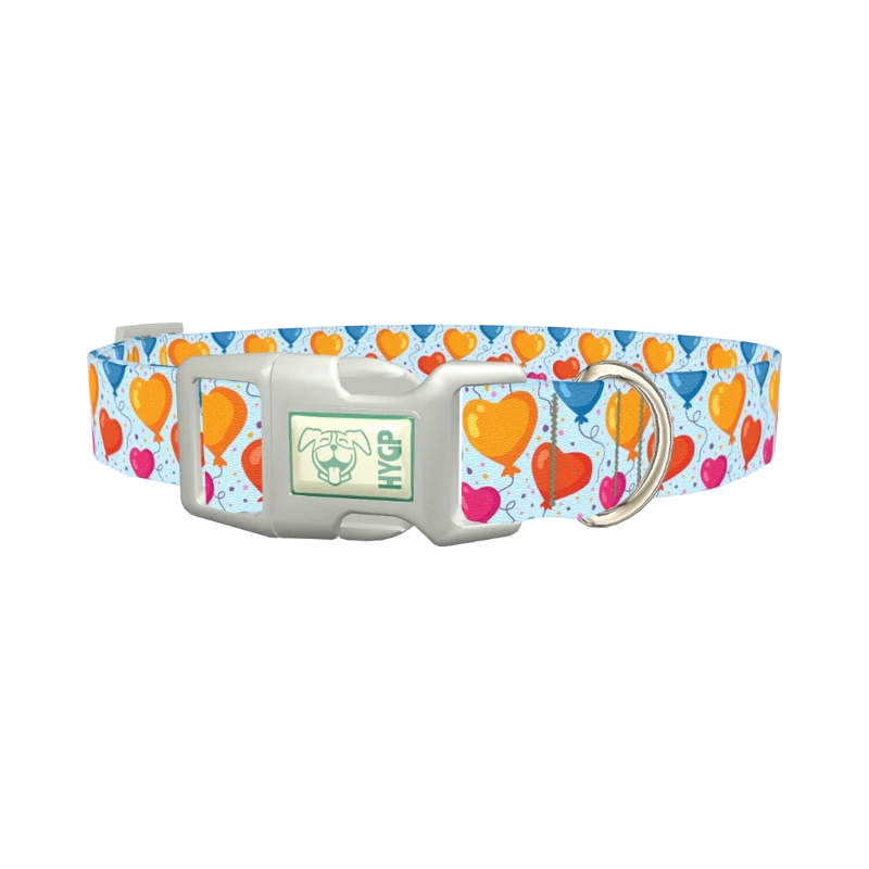 Valentine Heart Balloon Dog Collar - plastic silver