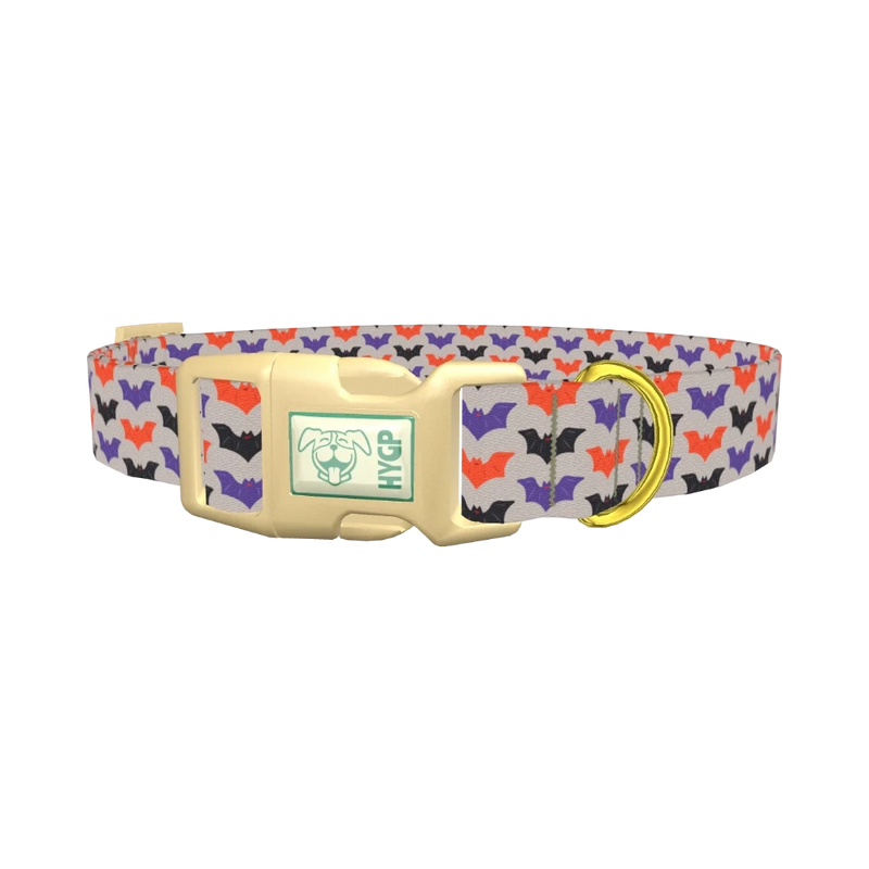 Colorful Bat Pattern Dog Collar - plastic gold