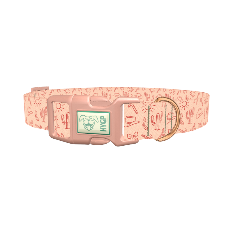 Holiday Western Cactus Dog Collar - plastic rose gold