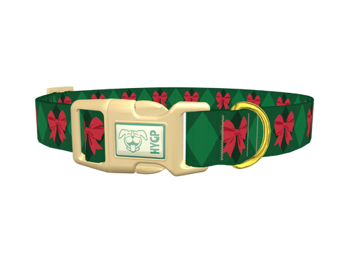 Red Bow Plaid Dog Collar