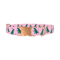 Christmas Dino Dog Collar - metal rose gold