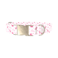 Pink Bunny Floral Dog Collar - metal silver