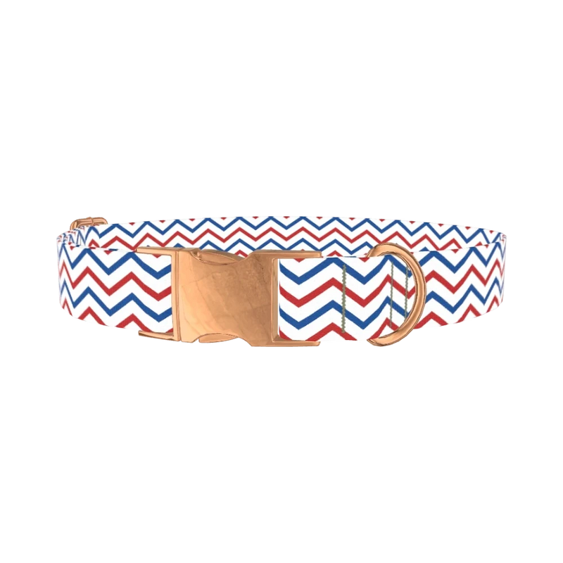 Patriotic Chevron Dog Collar - metal rose gold
