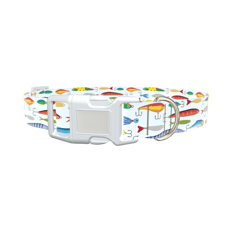 Colorful Lure Pattern Dog Collar - plastic rose gold