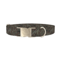 Brown Green Camo Dog Collar - metal silver