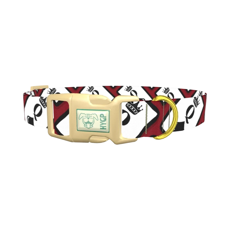 Red Playing Card Dog Collar - plastic gold
