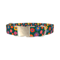 Floral Pattern Dog Collar - metal silver