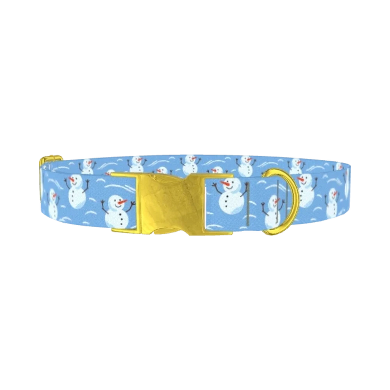 Christmas Snowman Dog Collar - metal gold