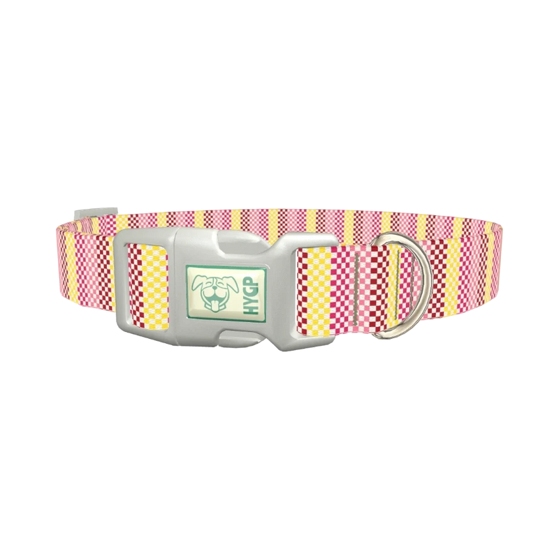 Geometric Checkered Dog Collar - plastic silver