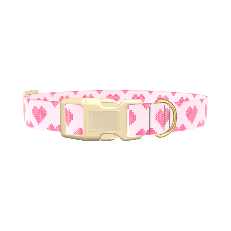 Geometric Heart Dog Collar - plastic silver