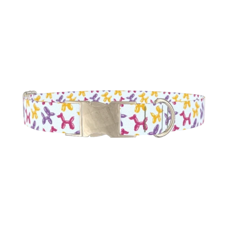Balloon Dog Pattern Dog Collar - metal silver