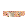 Pink Sunflower Dog Collar - metal silver