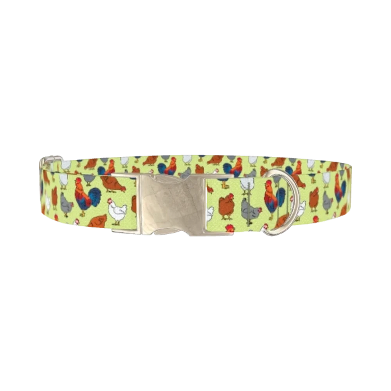 Chicken Rooster Dog Collar - metal silver