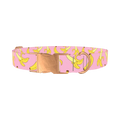 Pink Banana Pattern Dog Collar - metal rose gold