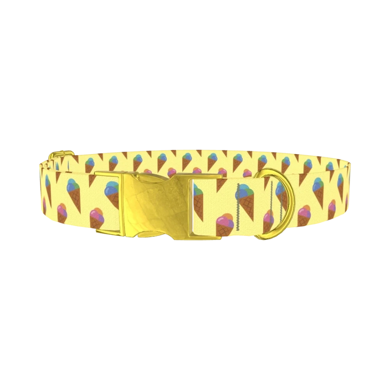 Ice Cream Cone Dog Collar - metal gold